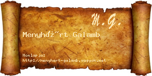 Menyhért Galamb névjegykártya